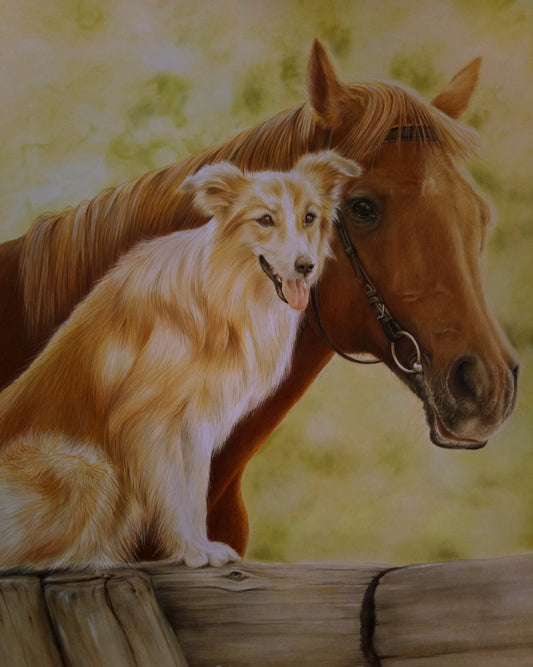 Dog and Horse Drawing, Dog and Horse Artwork